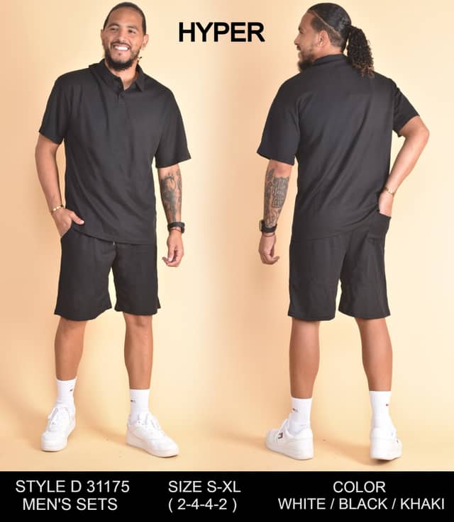 Men's Polo Shorts Set — Black & white