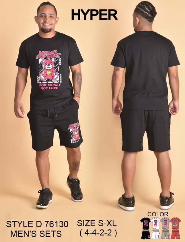 Men's Graphic Set — Tee & shorts · black · S–XL