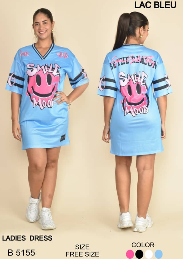 Graphic Tee Dress — Casual · light blue