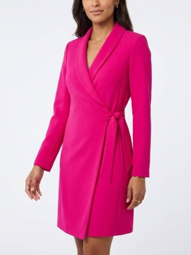 Tailored Wrap Blazer Dress — Workwear & occasion · hot pink