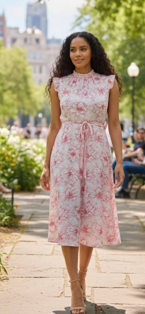 Floral Midi Dress — Everyday & occasion · soft pink