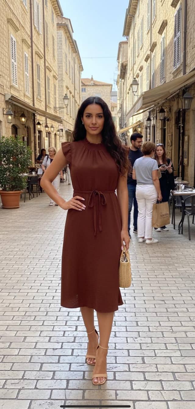 Knit Midi Dress — Smart casual · rust